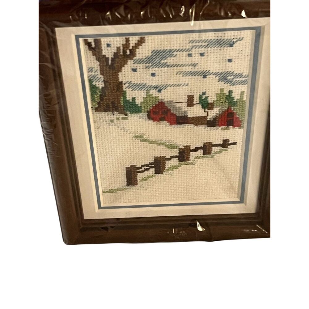 NEW Framed Handmade Christmas Cross Stitch Art Montecito, California FAST SHIP - Picture 4 of 6